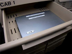 Laptop Lock-Up� Model LL-16-07 drawer view: Locking Laptop Storage, Secure Laptop Charging, ESD safe cabinet